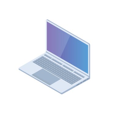 İzometrik Pc, laptop, dizüstü bilgisayar kutsal kişilerin resmi. Düz stil vektör çizim.