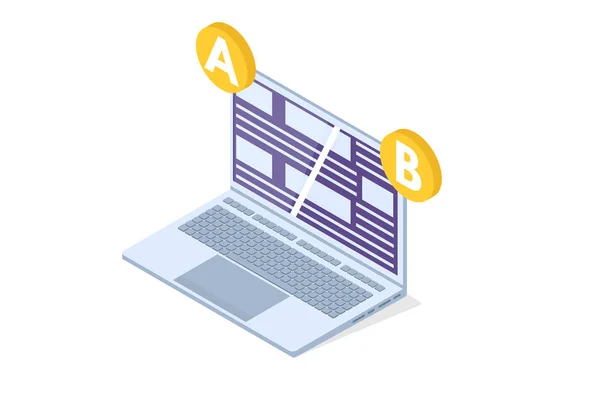 Vergleich Split Testing Isometrisches Konzept Vektorillustration — Stockvektor