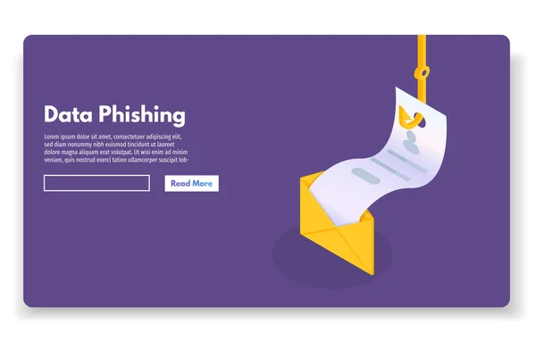 Δεδομένα Ισομετρική Phishing Hacking Απευθείας Σύνδεση Απάτη Ψάρεμα Email Φάκελος — Διανυσματικό Αρχείο