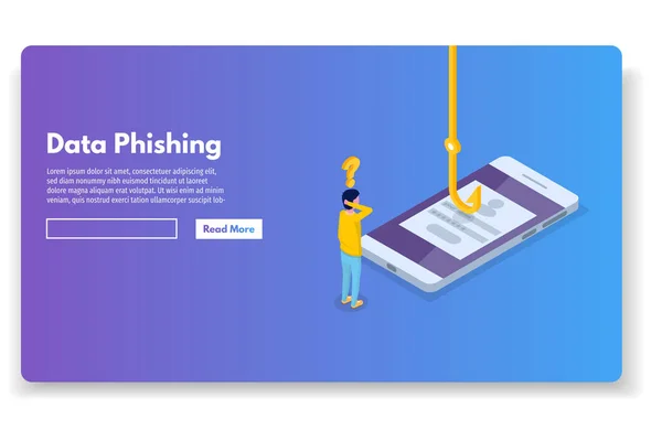 Δεδομένα Ισομετρική Phishing Hacking Απευθείας Σύνδεση Απάτη Ψάρεμα Email Φάκελος — Διανυσματικό Αρχείο