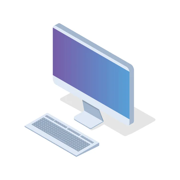 Isometric Desktop Icon Vector Illustration Flat Style — Stock Vector