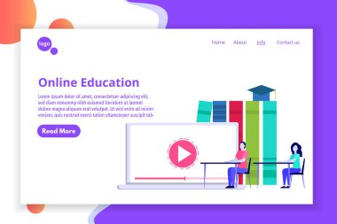 Online mesafe eğitim kavramı, eğitim, e-öğrenme eğitim kursları Internet. Vektör çizim.