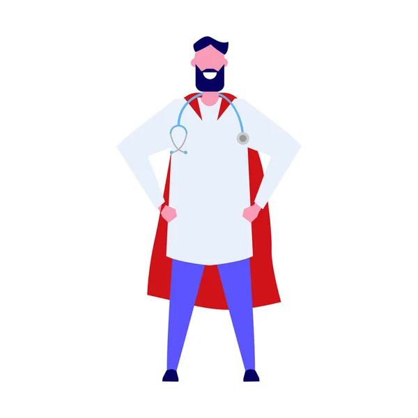 Personaje Super Doctor Ilustración Vectorial Profesional Estilo Plano — Vector de stock