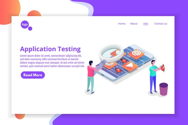 Mobile Application Development Testing Prototyping Process Isometric Vector App Interface — Stock Vector