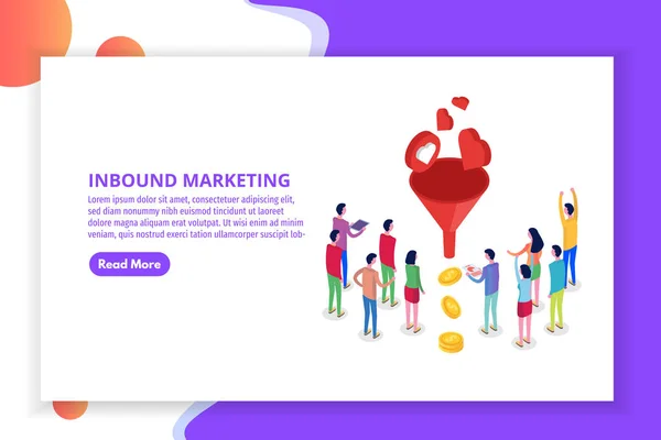 Concetto Isometrico Lead Generate Inbound Marketing Magnet Illustrazione Vettoriale — Vettoriale Stock