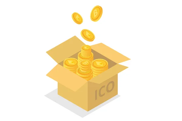 Ico の概念 最初のコインを提供します ベクトル図 — ストックベクタ