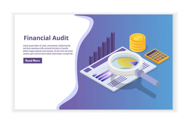 Administración Financiera Examinador Concepto Isométrico Auditoría Con Caracteres Impuesto Sociedades — Vector de stock