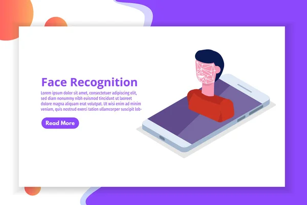 Ansikte Erkännande Isometrisk Koncept Biometrisk Identifiering Vektorillustration — Stock vektor