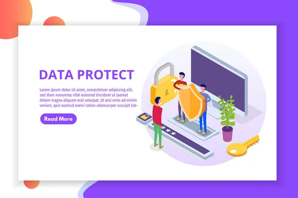 Gdpr Concepto Isométrico Protección Datos Datos Red Seguridad Internet Transacción — Vector de stock