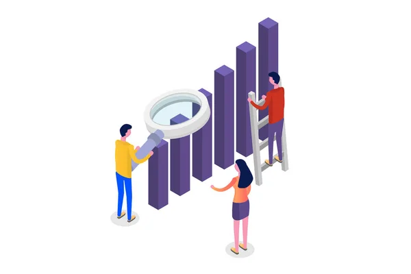 Analyse Des Données Optimisation Des Moteurs Recherche Concept Isométrique Position — Image vectorielle