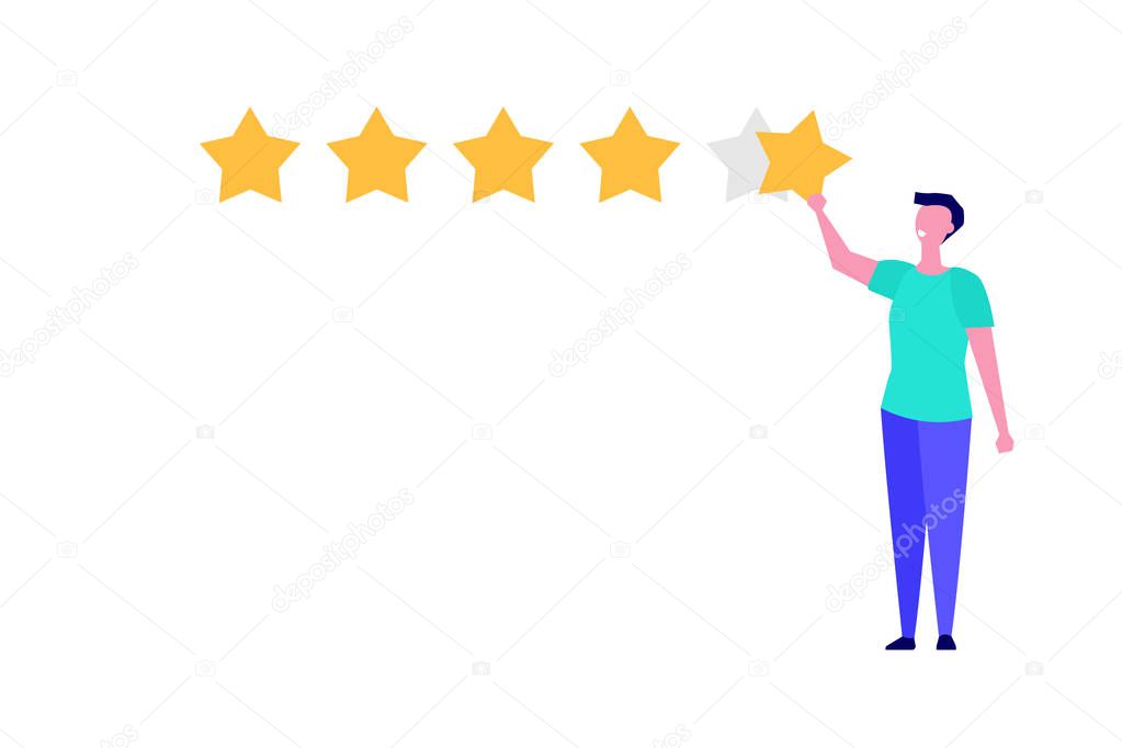 Happy customer, User feedback review concept vector illustration flat style.