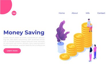 Vektör finansal büyüme kavramı ile altın sikke yığını