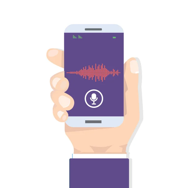 Riconoscimento Vocale Assistente Personale App Mobile Concetto Illustrazione Vettoriale Piatta — Vettoriale Stock