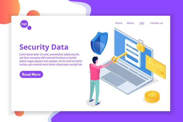 Seguridad Seguridad Confidencialidad Protección Datos Personales Concepto Isométrico — Archivo Imágenes Vectoriales