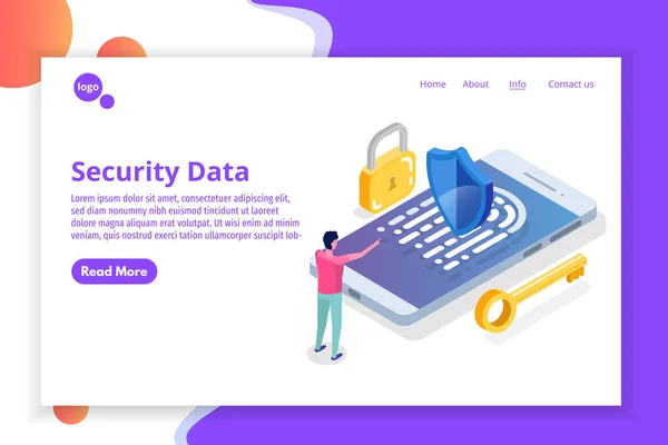 Seguridad Seguridad Confidencialidad Protección Datos Personales Concepto Isométrico — Archivo Imágenes Vectoriales