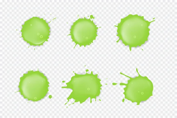 Verde Splatter Melma Isolata Sfondo Trasparente Illustrazione Vettoriale — Vettoriale Stock