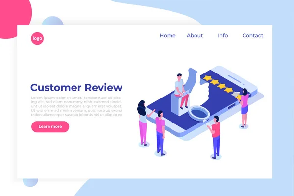 Customer Review Usability Evaluation Feedback Rating System Isometric Concept Vektorillustration — Stock vektor