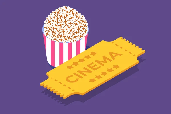Cinema Ticket isometrisk ikon, formgivningsmall. Vektor illustration — Stock vektor