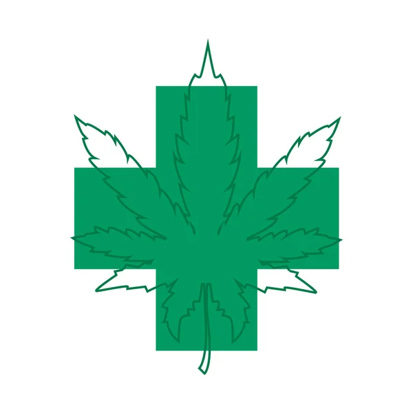 Marihuana medicinal, concepto de logo de terapia de cannabis. Vector illu — Vector de stock