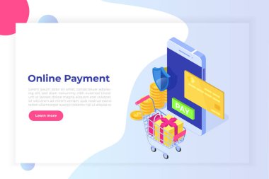 Izometrik online ödeme online kavram. İnternet ödemeleri, prot