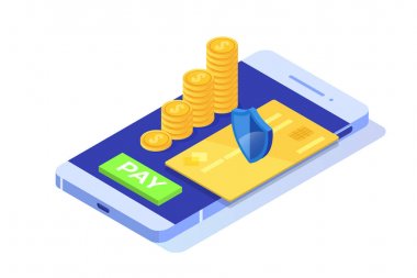Izometrik online ödeme online kavram. İnternet ödemeleri, prot