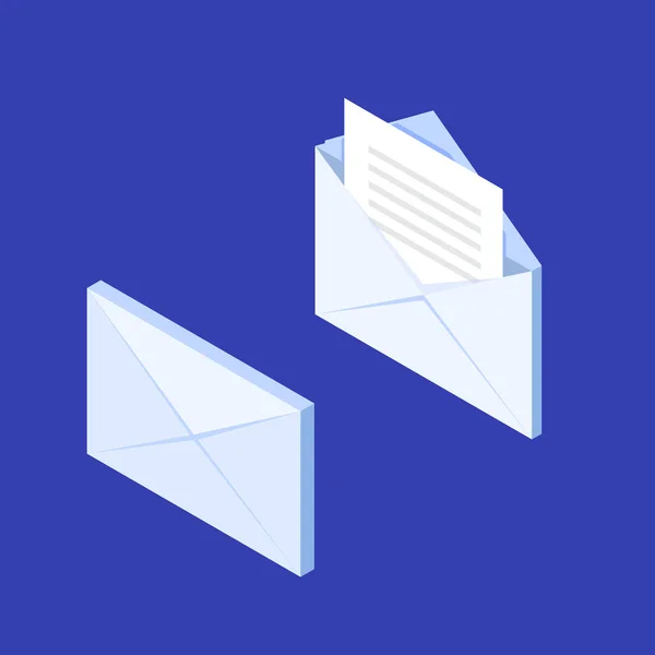 Isometrisches Umschlagsymbol. E-Mail-Konzept, Benachrichtigung, neue m — Stockvektor