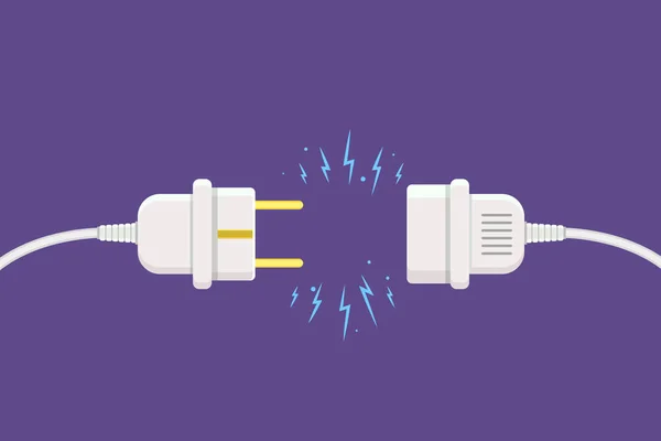 Koppel de stekker los met de elektriciteits vonk. Vector illustratie in f — Stockvector