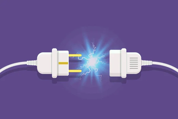 Enchufe de desconexión con chispa eléctrica. Ilustración del vector en f — Vector de stock