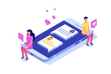 Sanal ilişkiler, online dating, sosyal ağ kavramı.