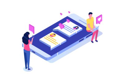 Sanal ilişkiler, online dating, sosyal ağ kavramı.