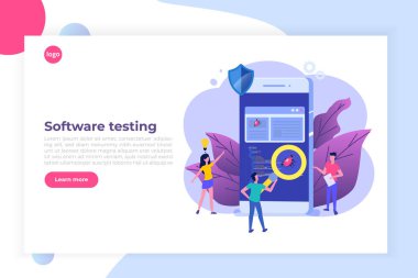 Yazılım veya uygulama düz vektör kavramı. Hata ayıklama geliştirme