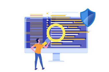 Yazılım veya uygulama düz vektör kavramı. Hata ayıklama geliştirme