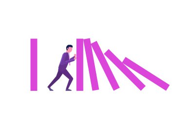  Domino etkisi kavramı. Düz tarzda vektör çizimi.