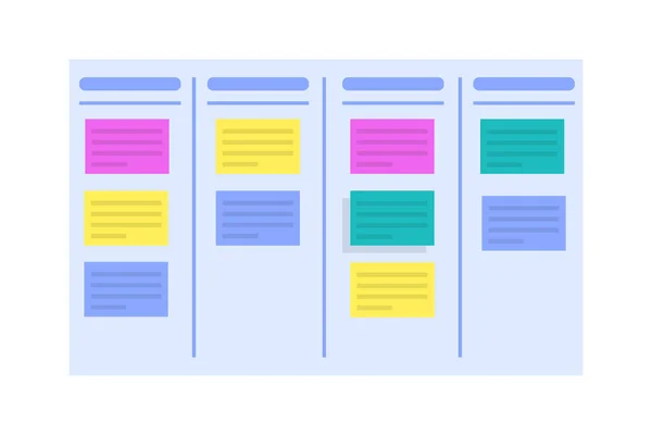 Scrum or canban task board concept. Notas para o software ágil dev — Vetor de Stock