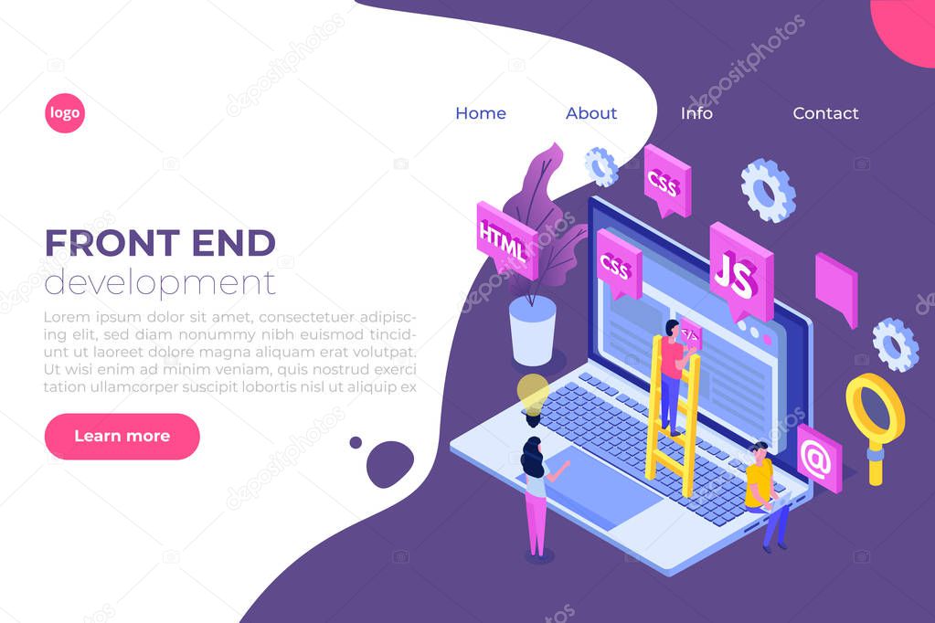 Web design and Front end development isometric concept. Vector i