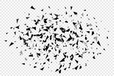 Soyut üçgenler parçalanır. Geometrik doku arka plan şablonu izole edildi. Vektör illüstrasyonu.