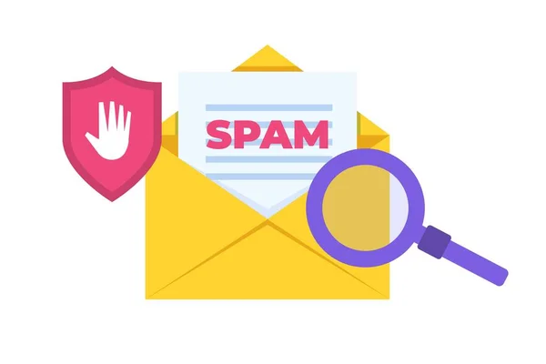 Proteção Por Mail Malware Conceito Spam Ilustração Vetorial Plana —  Vetores de Stock