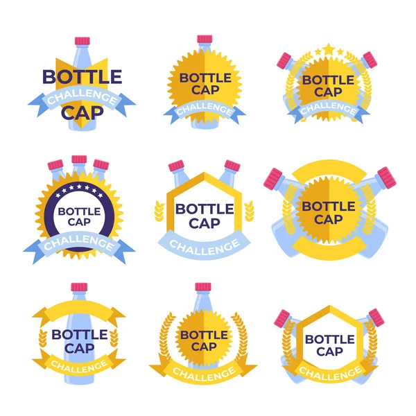 Logo Desafío Tapa Botella Ilustración Estilo Plano Vectorial — Vector de stock