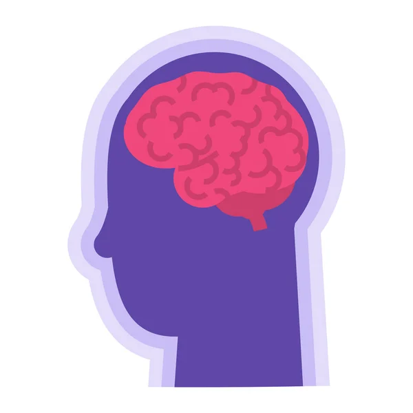 Koncepcja Zdrowia Mózgu Ludzka Głowa Ikona Mózgu Ilustracja Wektora — Wektor stockowy
