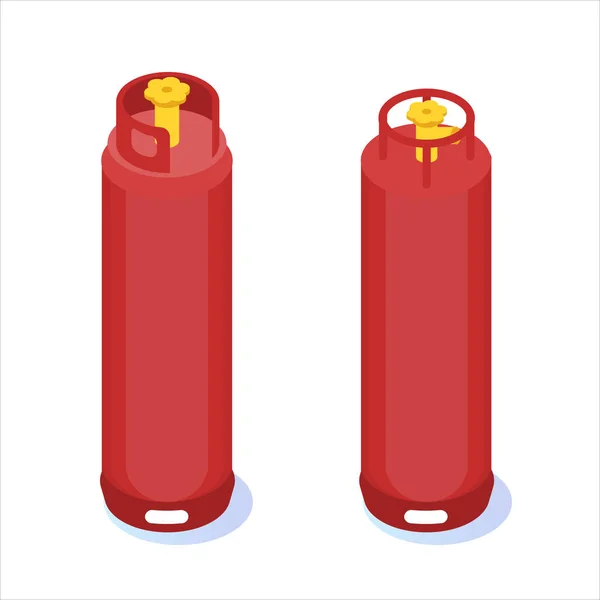 Gecomprimeerd Gas Tank Ballon Opslag Isometrische Pictogram Vectorillustratie — Stockvector