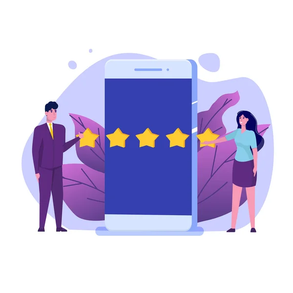 Kundenbewertung Online Bewertungskonzept Usability Evaluation Feedback Bewertungskonzept Reputationsmanagement Vektorillustration — Stockvektor