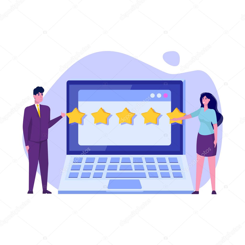 Customer  online rating, review concept.  Usability Evaluation. Feedback,  Rating  concept, Reputation management. Vector illustration