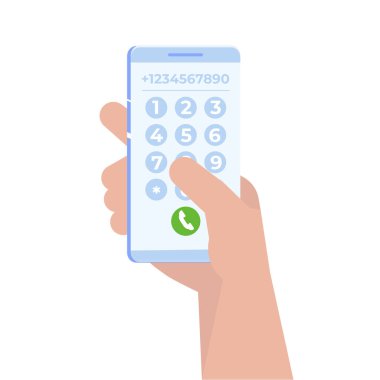Akıllı telefon çevirme, çevirme numarası, bağlantı konsepti. Vektör illüstrasyonu.
