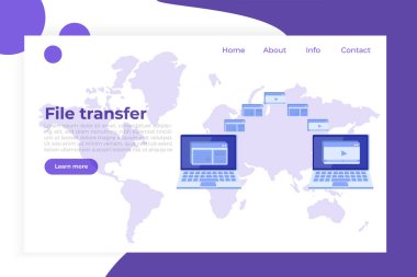 Not defteri konseptinde dosya transferi. Senkronizasyonu temsil edebilir. Vektör illüstrasyonu