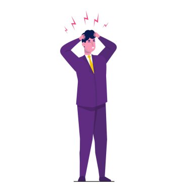 Baş ağrısı, şefkat yorgunluğu. Baş ağrısı vektör illüstrasyonu.