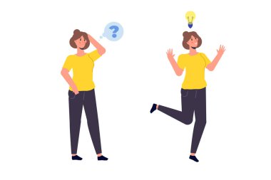 Sorulara cevap arıyorum, SSS, fikirler ve çözümler arıyorum. Vektör illüstrasyonu.