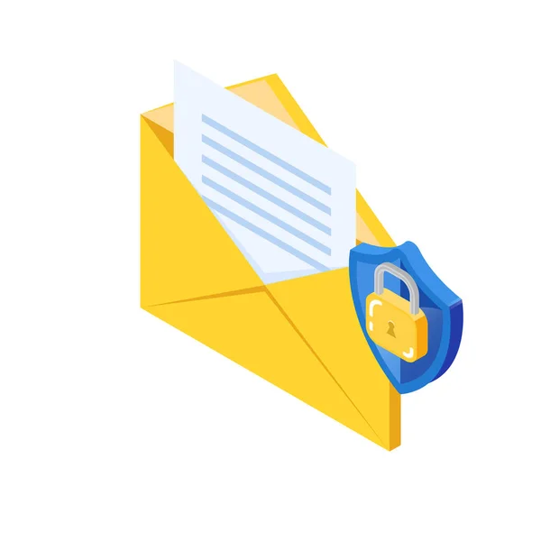 Concept Cryptage Sécurité Des Mails Protection Des Mails Enveloppe Icône — Image vectorielle