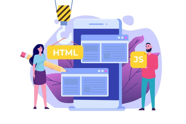 Software Aplicativo Programação Web Design Conceito Desenvolvimento Front End Ilustração —  Vetores de Stock