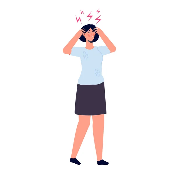 頭痛の発作思いやりの疲労 頭部の痛みベクトル図 — ストックベクタ