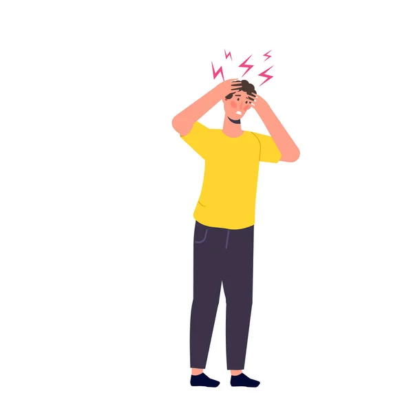 Headache Attack Compassion Fatigue Head Pain Vector Illustration — Stock Vector